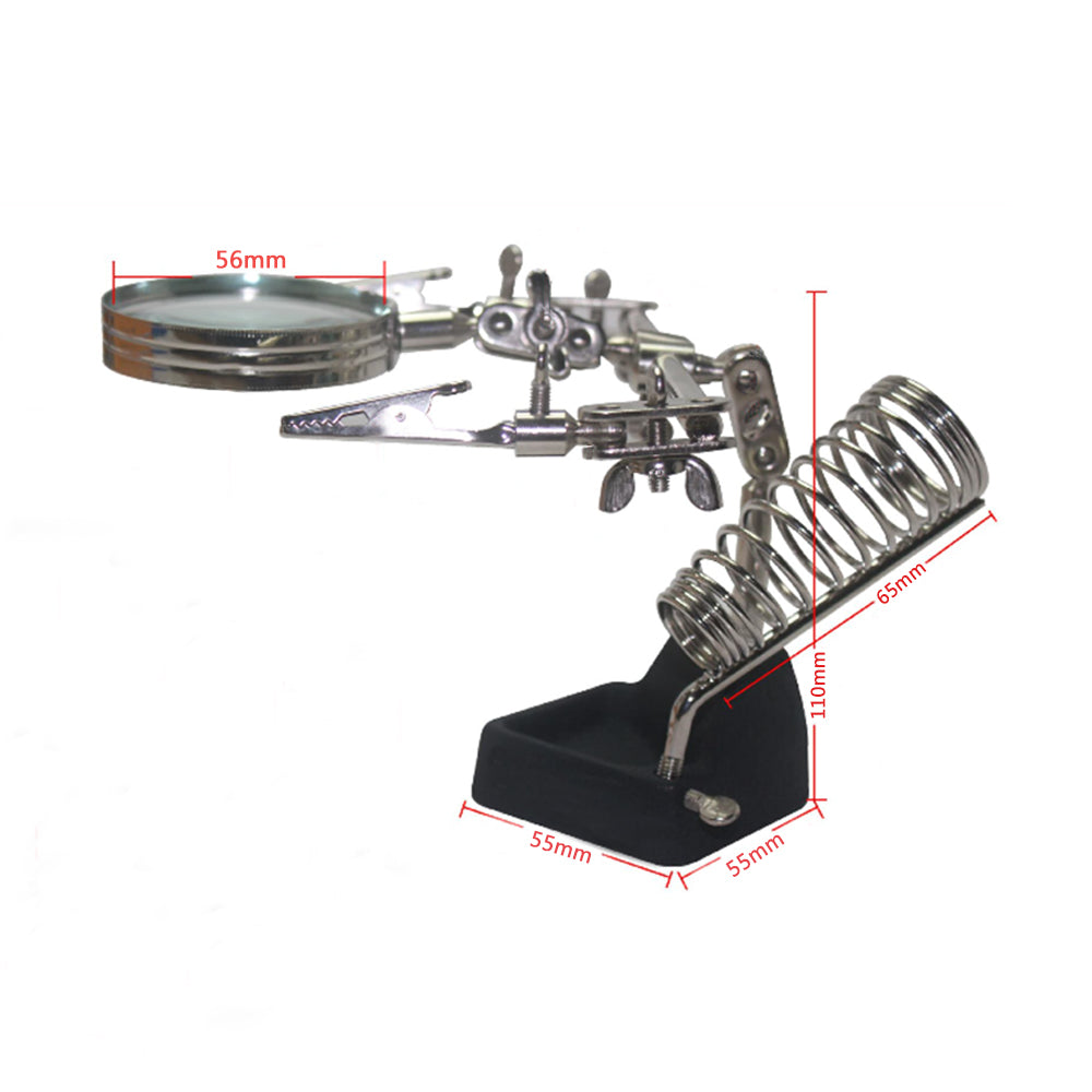 Soldering Solder Iron Holder Stand Station Magnifier Reading Gass Helping Tool