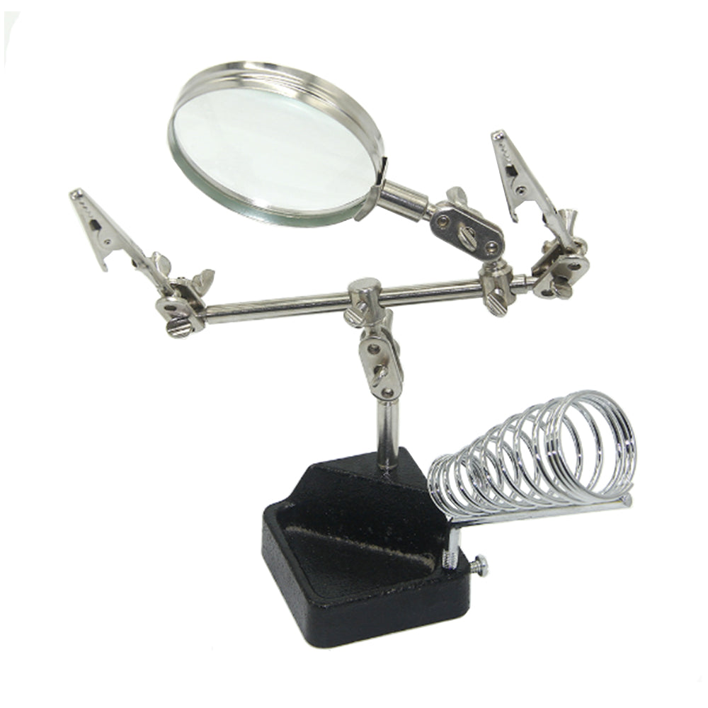 Soldering Solder Iron Holder Stand Station Magnifier Reading Gass Helping Tool