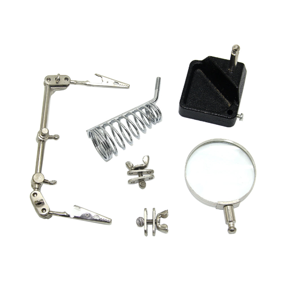 Soldering Solder Iron Holder Stand Station Magnifier Reading Gass Helping Tool