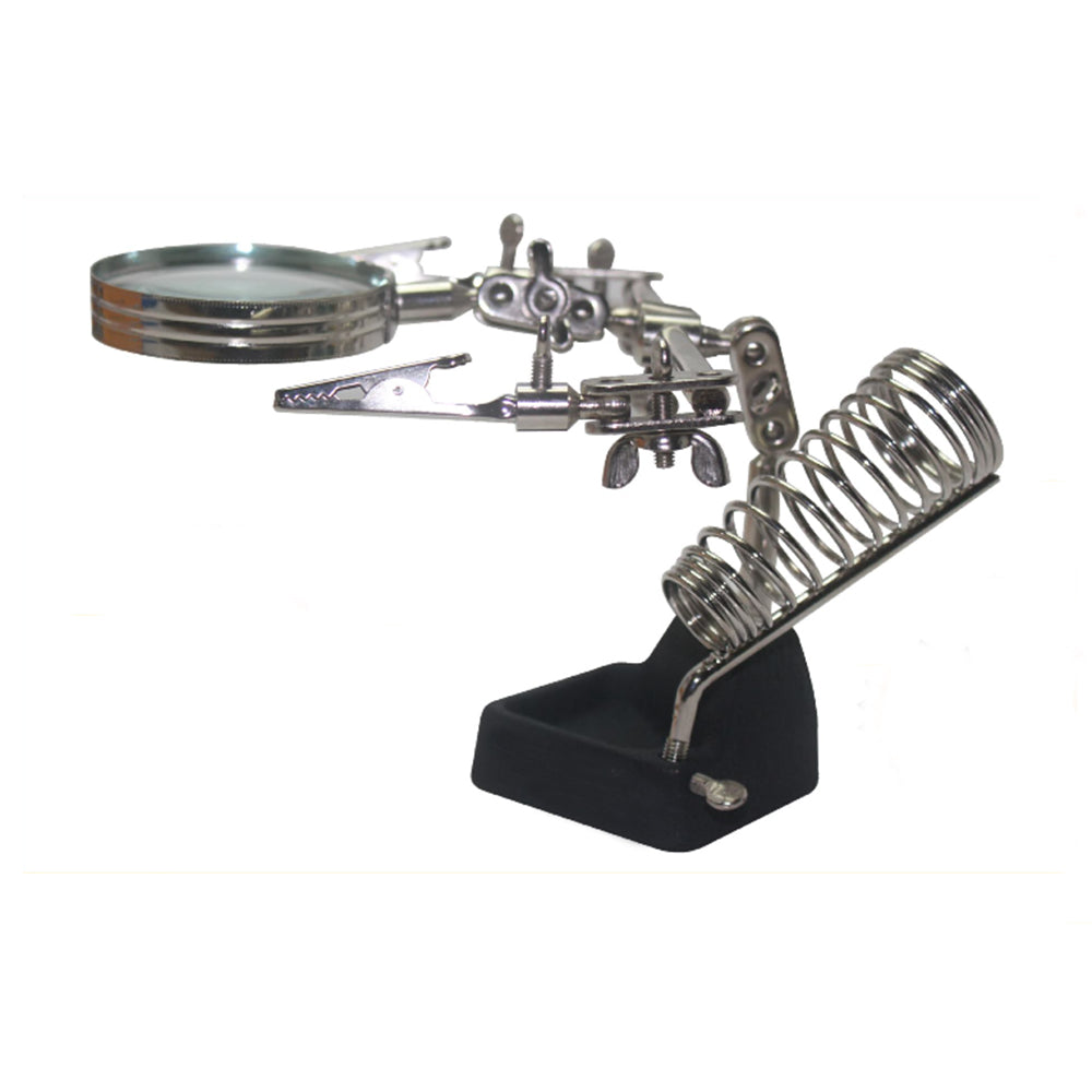 Soldering Solder Iron Holder Stand Station Magnifier Reading Gass Helping Tool