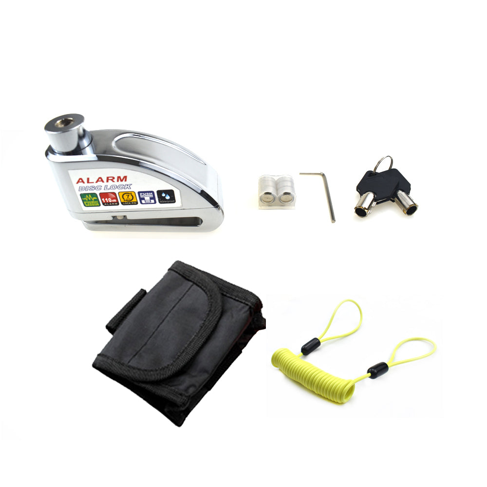 Zinc Alloy 110DB Security Alarm Disc Lock Yellow Remind Cable Carrying Pouch
