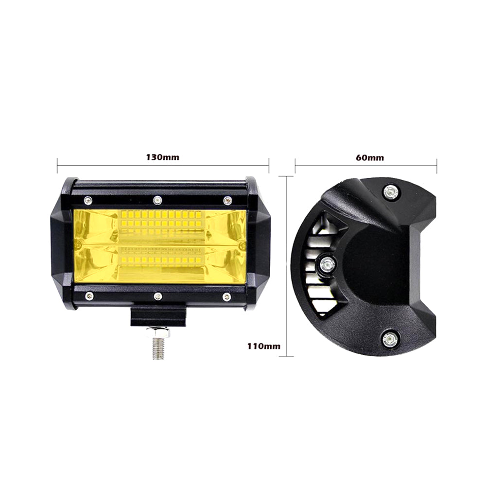 2x 5inch Flood LED Light Bar Offroad Boat Work Driving Fog Lamp Truck Yellow