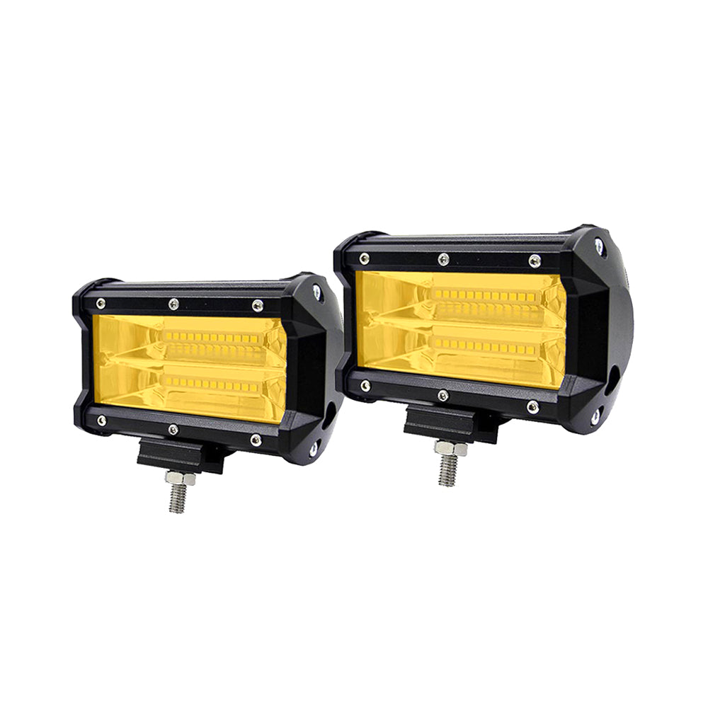 2x 5inch Flood LED Light Bar Offroad Boat Work Driving Fog Lamp Truck Yellow