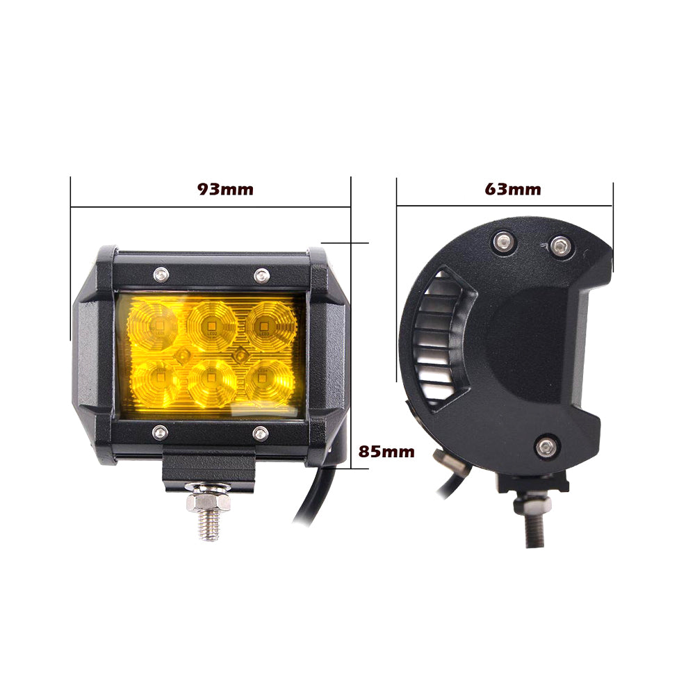 2x 4inch Flood LED Light Bar Offroad Boat Work Driving Fog Lamp Truck Yellow