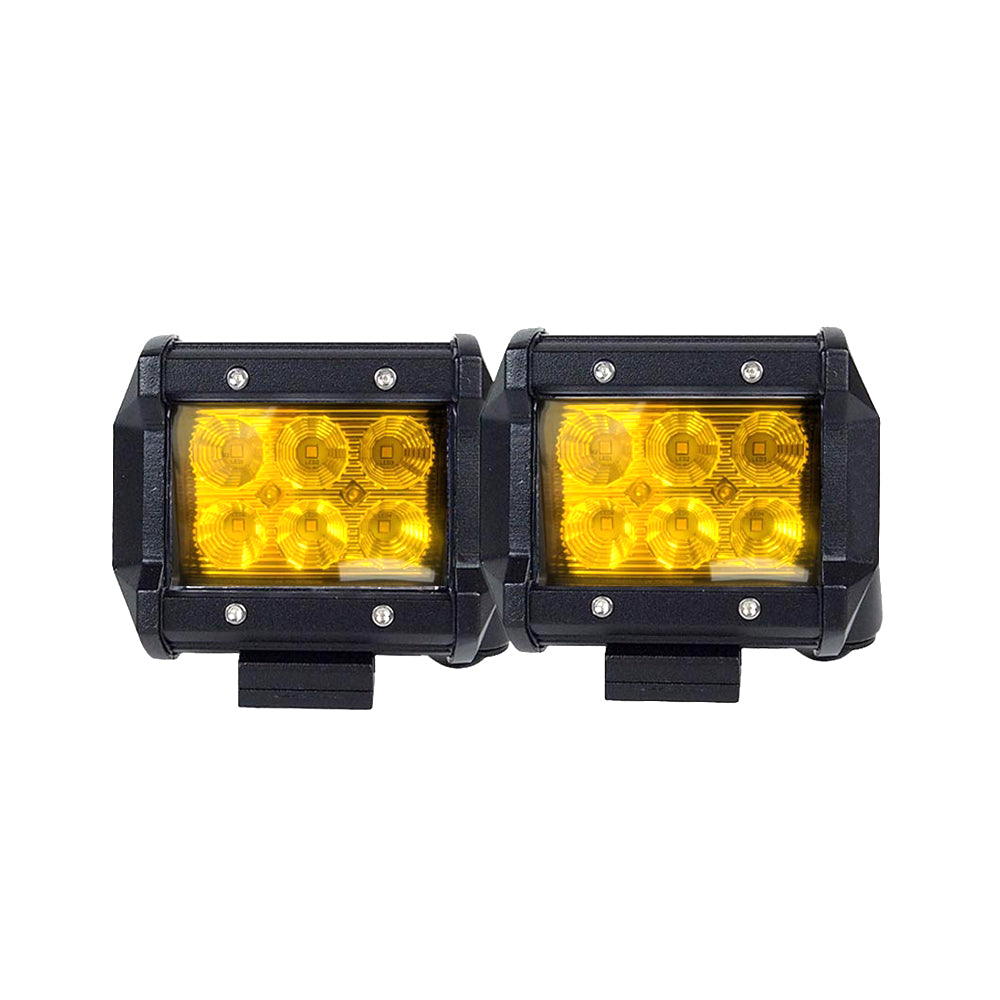 2x 4inch Flood LED Light Bar Offroad Boat Work Driving Fog Lamp Truck Yellow