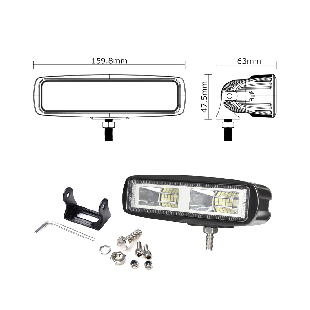 Pair 6 Inch 20w LED Work Driving Light Bar Ultra Flood Beam Lamp Reverse Offroad