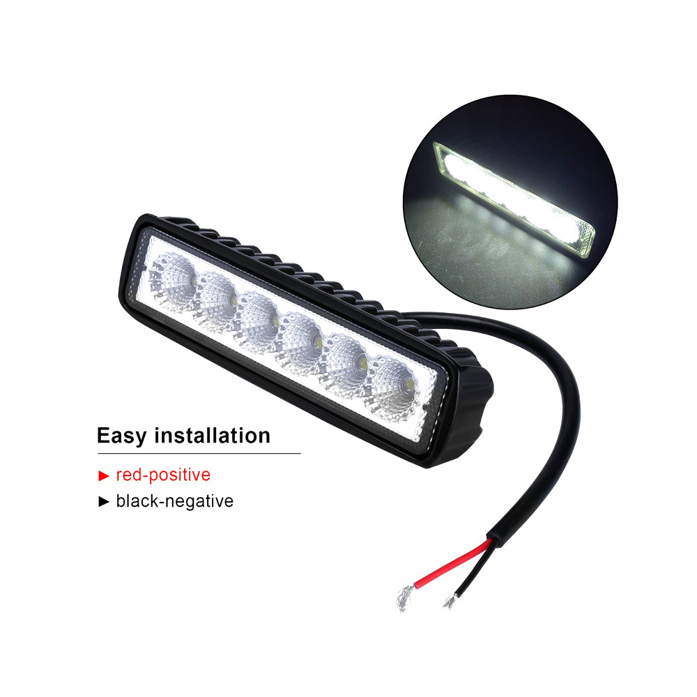2 x 6 Inch 18W LED Work Light Bar Driving Lamp Flood Truck Offroad Mining UTE 4WD