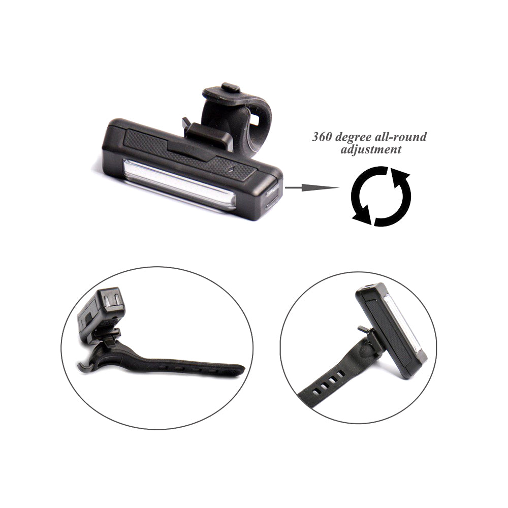 Set USB Rechargeable LED Bike Front Light headlight lamp Bar rear Tail Wide Beam