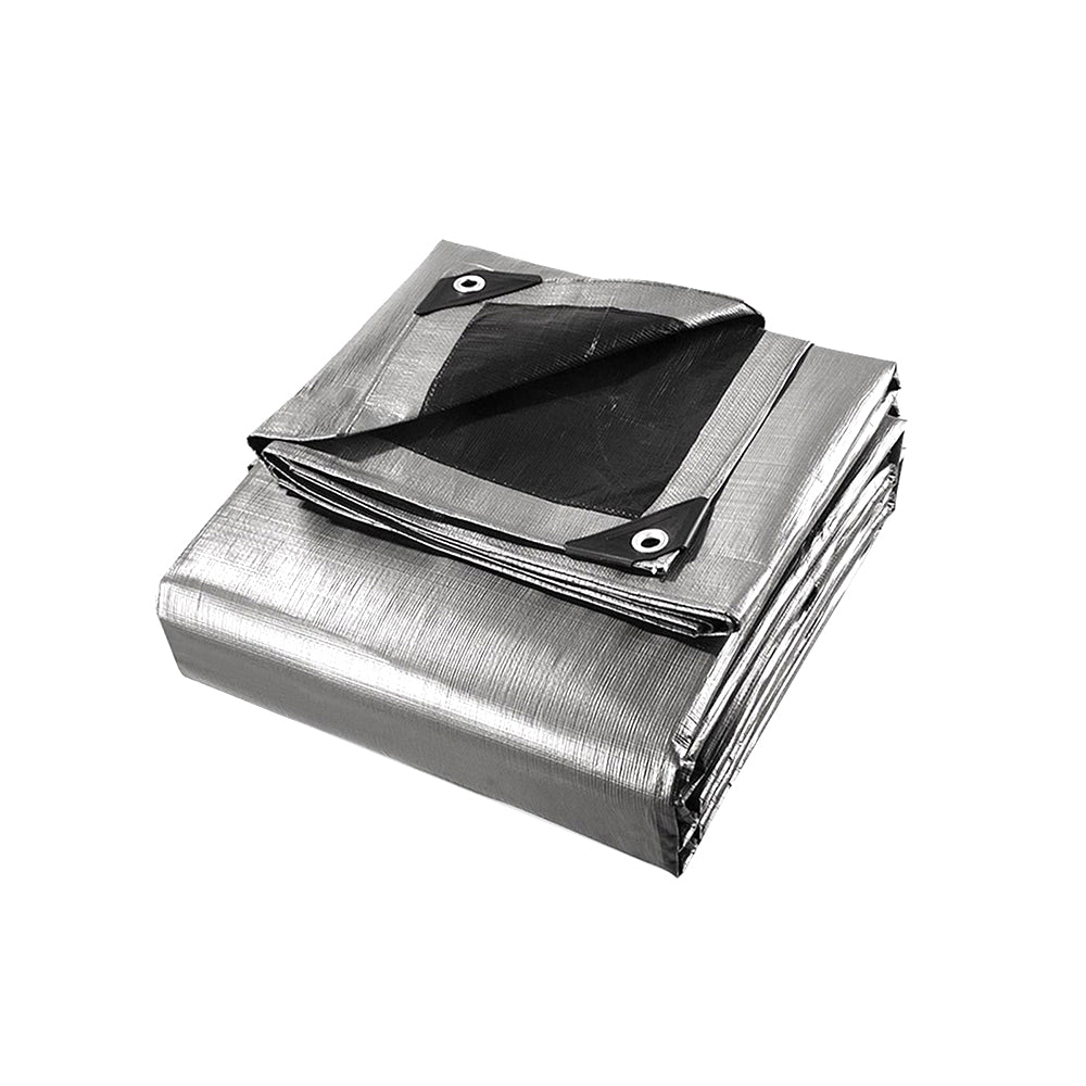 Instahut 3x4.5m Tarp Camping Tarps Poly Tarpaulin Heavy Duty Cover 180gsm Silver