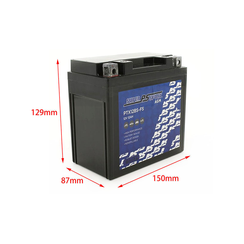 Power Sonic Super Sport AGM Battery 12V Fit Kawasaki Ninja 650R Honda Suzuki Triumph Yamaha etc.