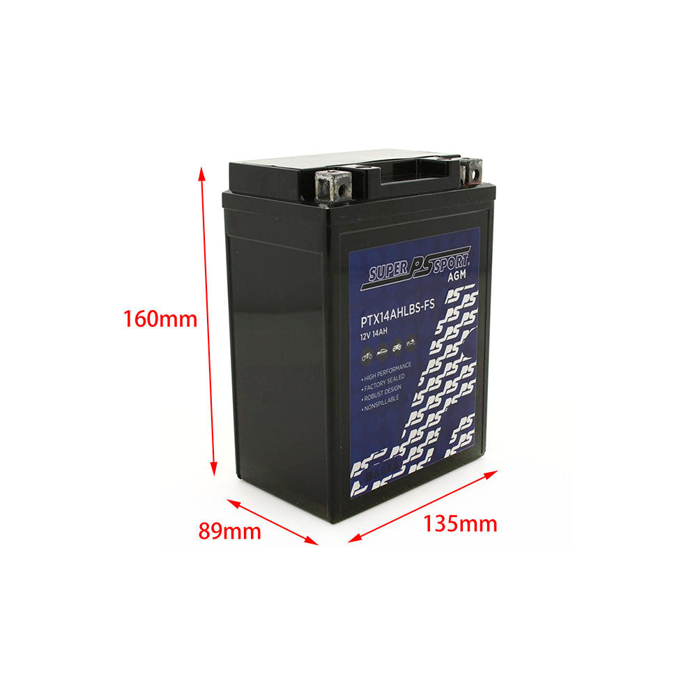 Power Sonic Super Sport AGM Battery 12V Fit Honda CX500T Ducati Kawasaki Suzuki Yamaha etc.