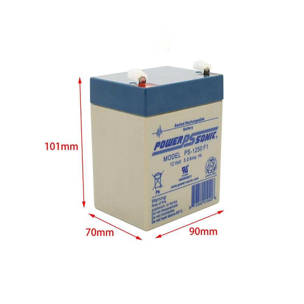 Power Sonic PS-1250 12V 5.0Ah Rechargeable Sealed Lead Acid Battery F1 Terminal