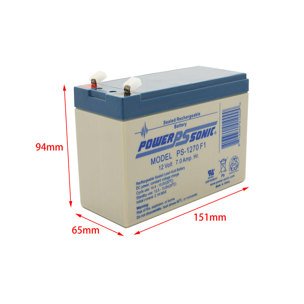 Power Sonic PS-1270 F1 Terminal 12V 7.0Amp Sealed Lead Acid Rechargeable Battery