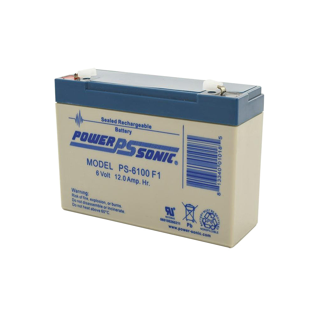 Power Sonic PS-6100 6V 12.0Ah Sealed Lead Acid Rechargeable Battery F1 Terminal