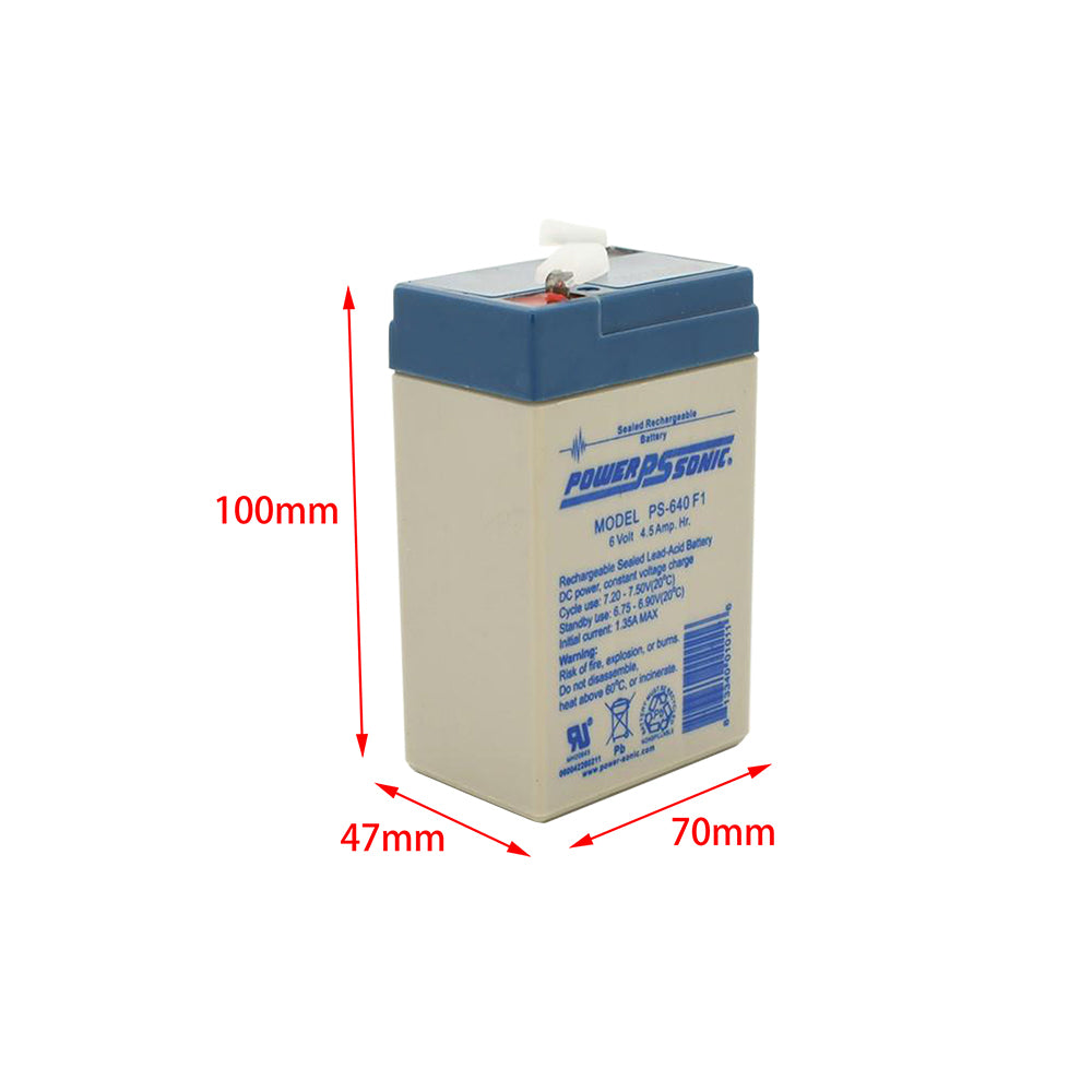 Power Sonic PS-640 6V 4.5Ah Rechargeable F1 Terminal Sealed Lead Acid Battery