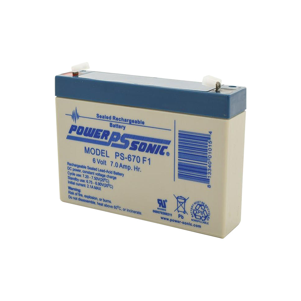 Power Sonic PS670 6V 7.0Amp F1 Terminal Rechargeable Sealed Lead Acid Battery