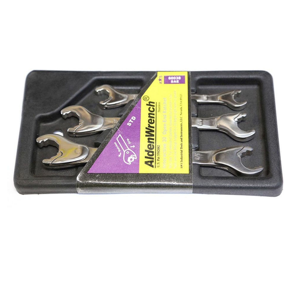 Alden Wrench 3 Piece Alden Open Ratchet Wrench Set - Imperial