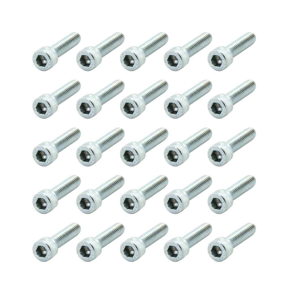 25 Pcs Head Cap Allen Screws M6x25mm Thread Pitch 1.00mm Zinc Plated Workshop