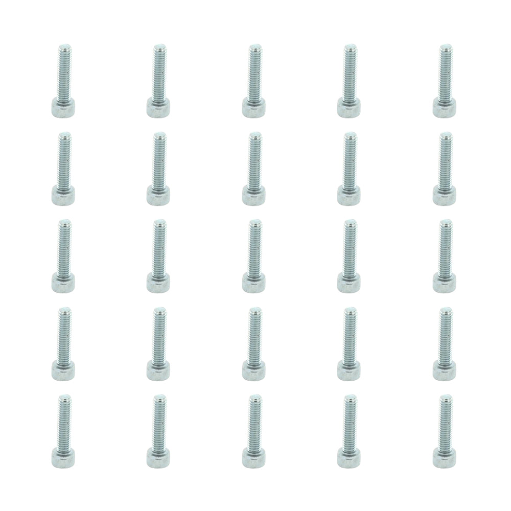 25 Pcs Head Cap Allen Screws M6x25mm Thread Pitch 1.00mm Zinc Plated Workshop