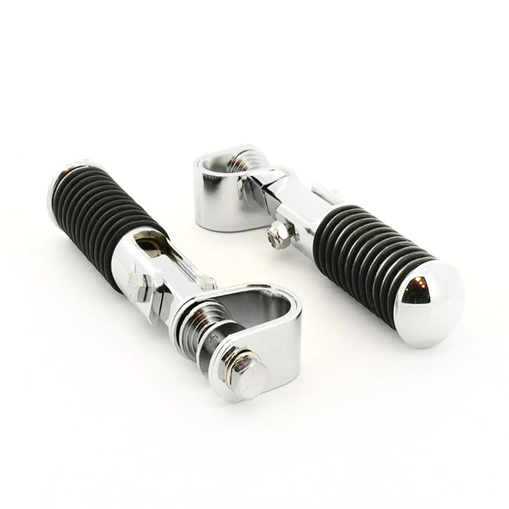 2Pcs O-Ring Clamp On Style Chrome Footpegs With Universal Clamping Bracket