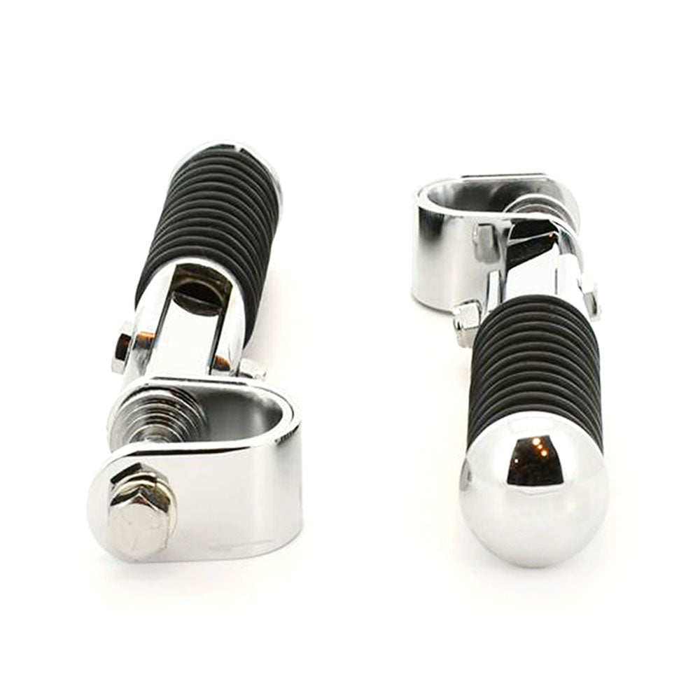 2Pcs O-Ring Clamp On Style Chrome Footpegs With Universal Clamping Bracket