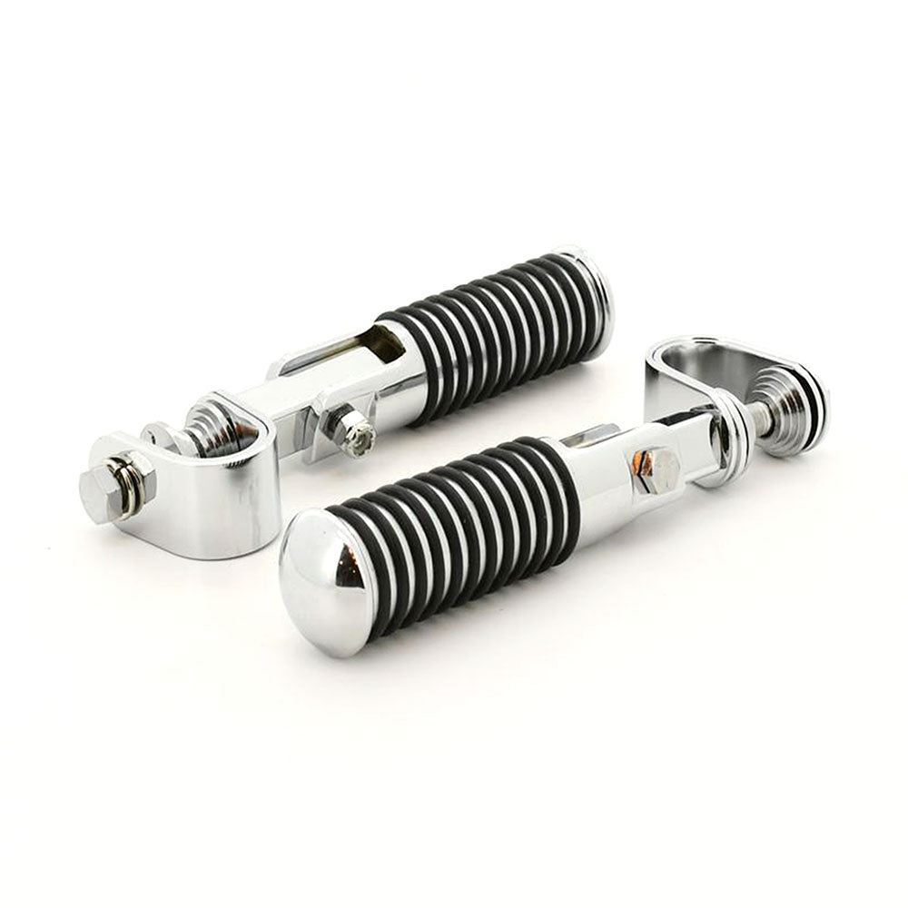 2Pcs O-Ring Clamp On Style Chrome Footpegs With Universal Clamping Bracket