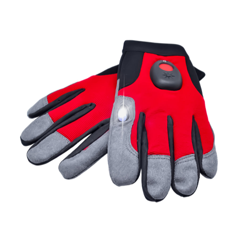 Premium Workshop Led Glove Mechanic Touch Screen Red Grey Size L