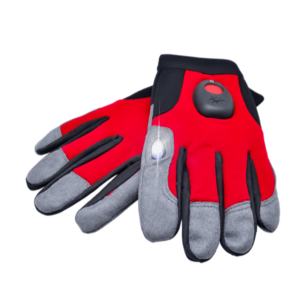Premium Workshop Led Glove Mechanic Touch Screen Red Grey Size M