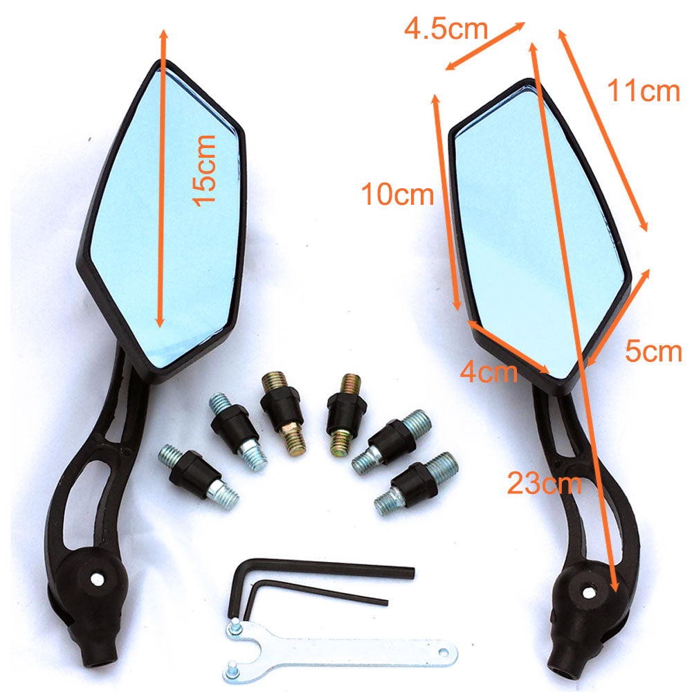 Full Aluminum Alloy Motorcycle Anti-Glare Rearview Adjustable Mirrors 8 &10mm Thread