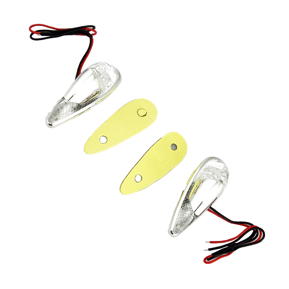 Universal Pair Micro Teardrop Flush Mount Indicators Clear Lens Chrome 60mm