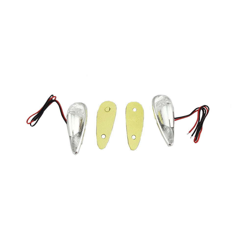 Universal Pair Micro Teardrop Flush Mount Indicators Clear Lens Chrome 60mm