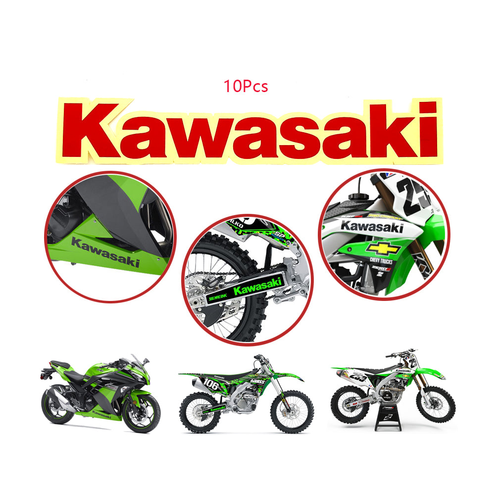 10Pcs 240 x 42mm Fit Kawasaki Red Fork Swingarm Fender Sticker Motorbike