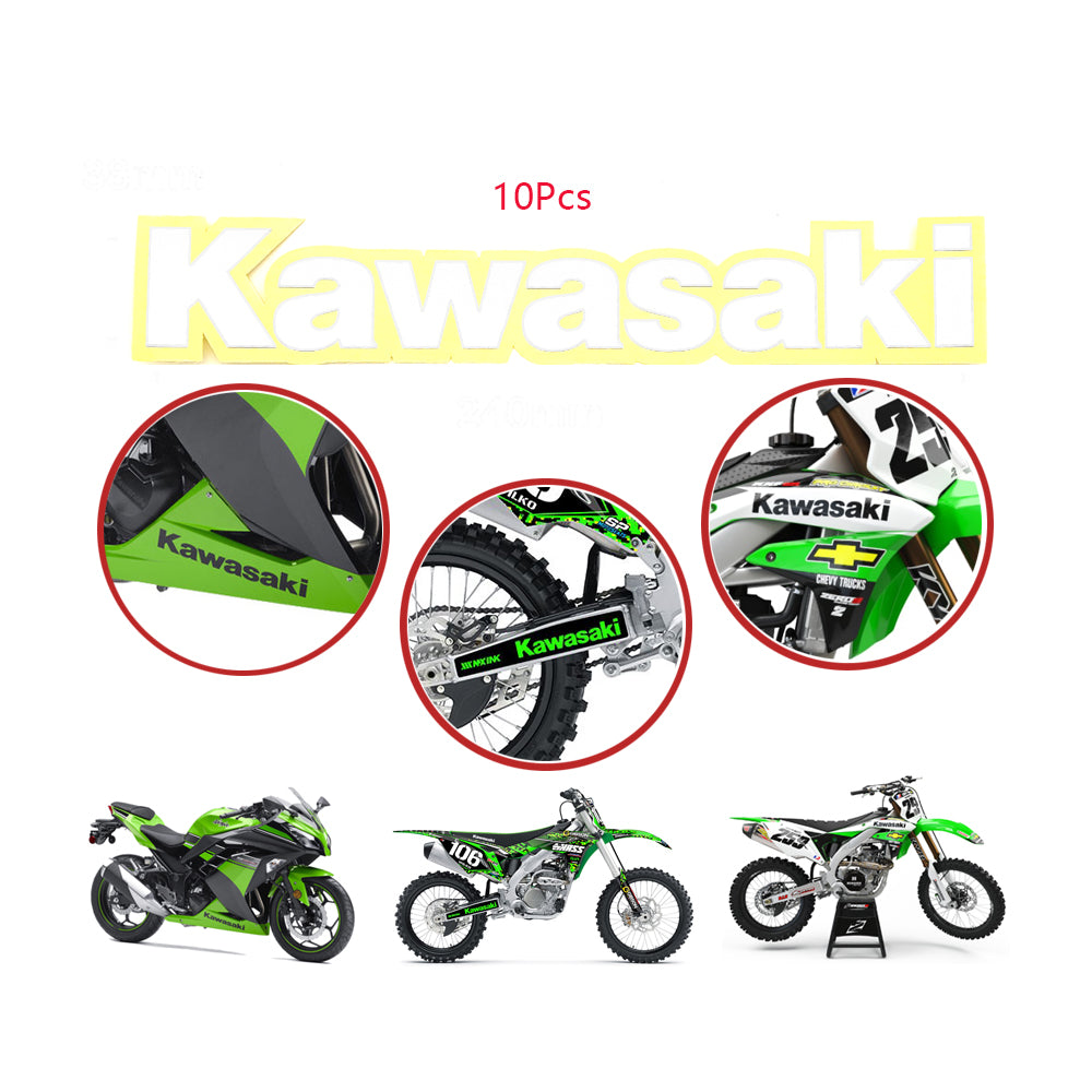 10Pcs 240 x 42mm Fit Kawasaki Swingarm Fender Sticker Motorbike Dirt Bike Sticker Decals