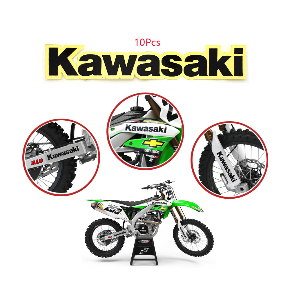 10 Pcs 164 x 30mm Fit Small Kawasaki Black Swingarm Fender Sticker Motorbike Dirt Bike Sticker