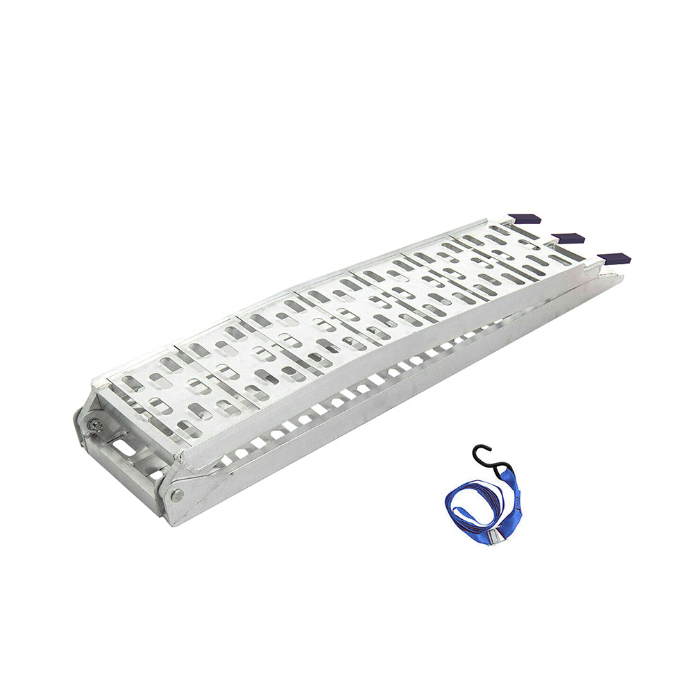 Folding Loading Ramp Heavy Duty Includes Adjustable Support Leg And Safety Strap