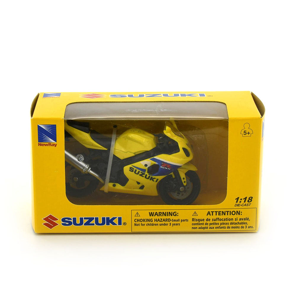 Newray Licensed 1:18 Scale Suzuki GSX R600 Diecast Model Motorcycle Yellow