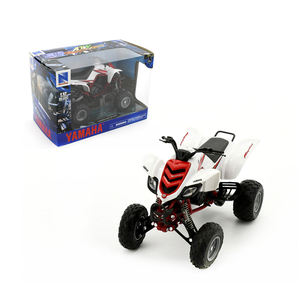 Newray Licensed 1:12 Scale Yamaha Raptor 660R White ATV Model 4 Wheel Model