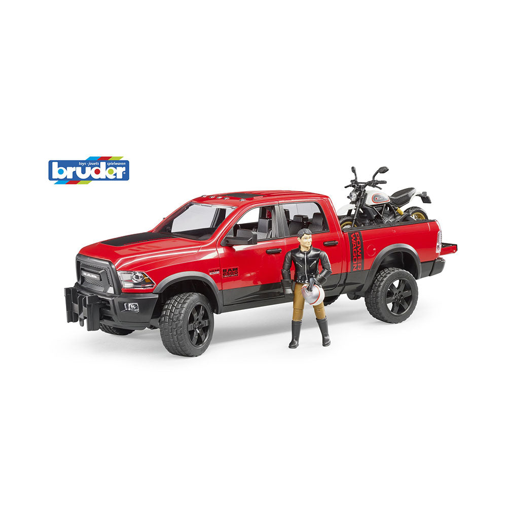 Bruder Licensed 1:16 Scale RAM 2500 Power Wagon With Scrambler Ducati Desert Sled