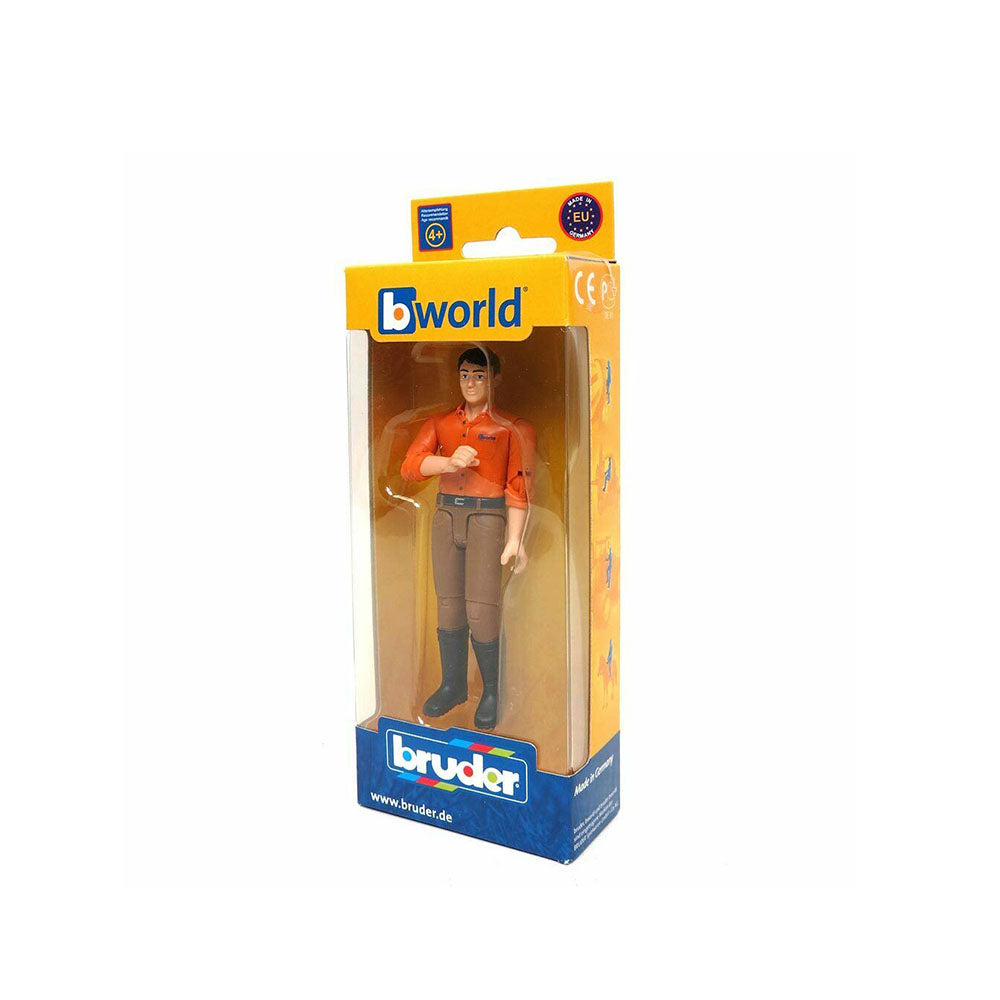Bruder Licensed 1:16 Scale Figurine Bworld Man With Light Skin In Brown Jeans For Kids 4y+