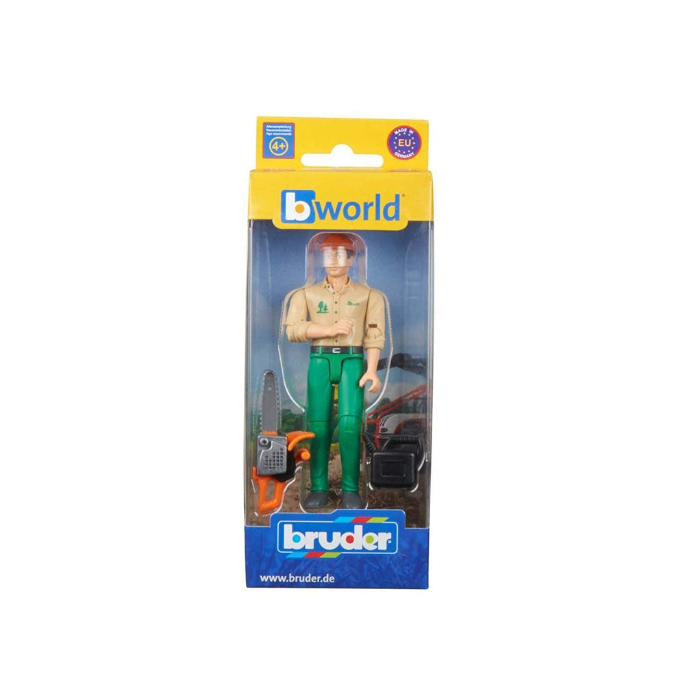 Bruder Licensed 1:16 Scale Figurine Bworld Forestry Worker With Accessories