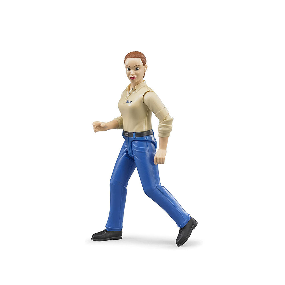 Bruder Licensed 1:16 Scale Bworld Woman With Light Skin Tone And Blue Trousers For Kids 4y +