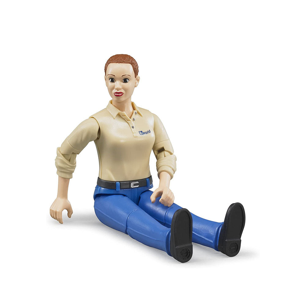 Bruder Licensed 1:16 Scale Bworld Woman With Light Skin Tone And Blue Trousers For Kids 4y +