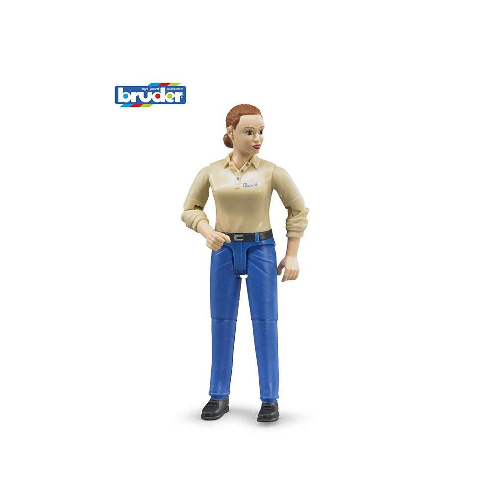Bruder Licensed 1:16 Scale Bworld Woman With Light Skin Tone And Blue Trousers For Kids 4y +
