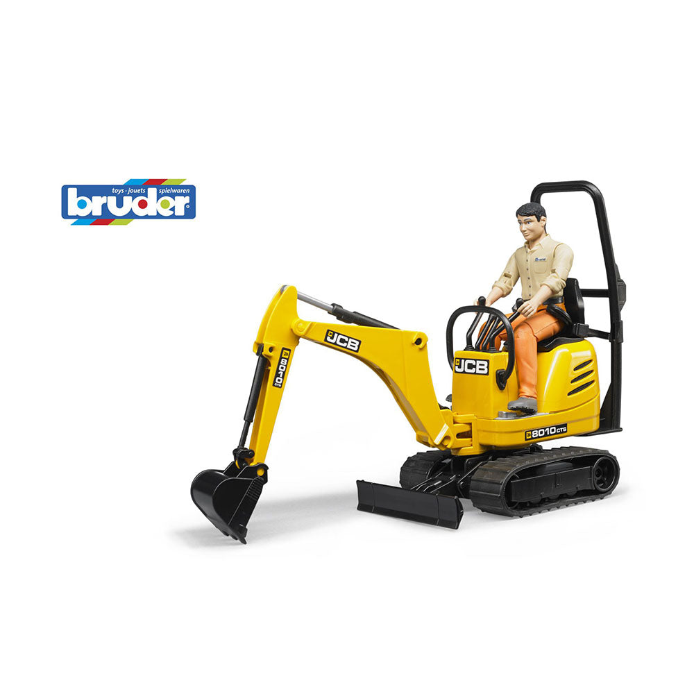 Bruder Licensed 1:16 Scale Bworld JCB Micro Excavator 8010 CTS and Contruction Worker