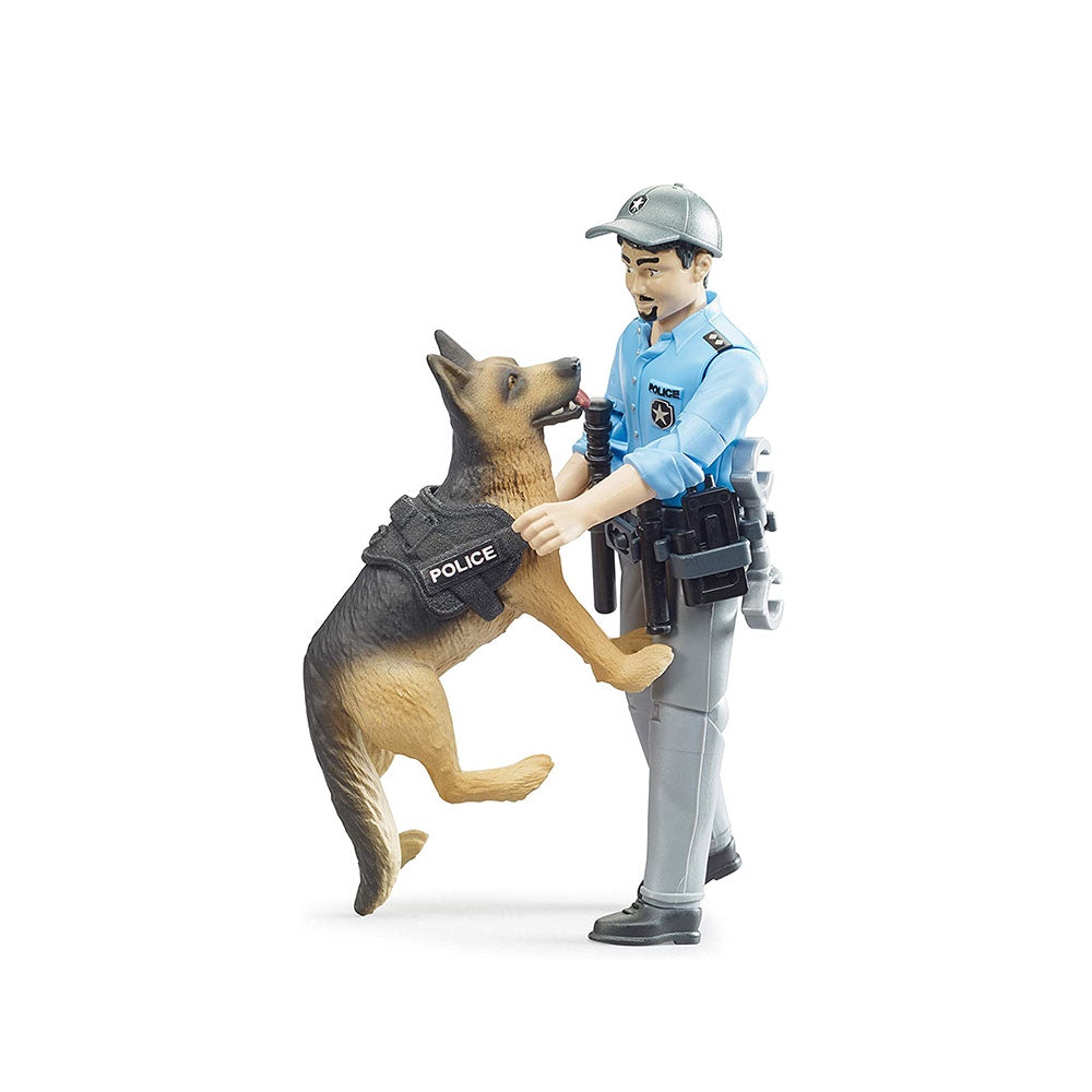 Bruder Licensed 1:16 Scale Model Bworld Police Officer With Dog Toy 62150