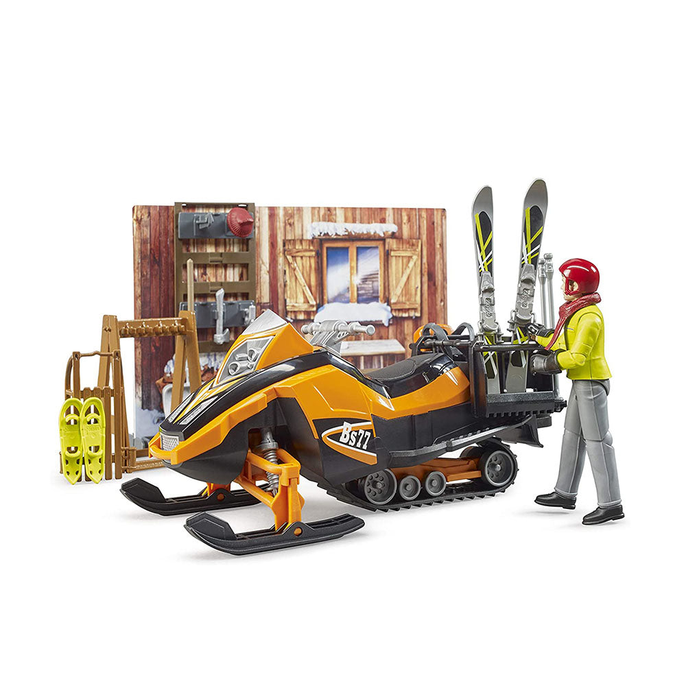 Bruder Licensed 1:16 Scale Mountain Hut With Snowmobil Model Set For Baby Kids 4y+