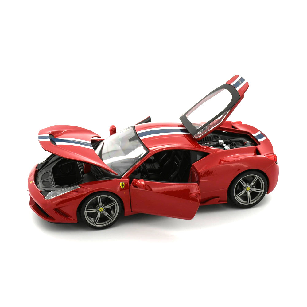 Bburago Licensed 1:18 Scale Ferrari Race&Play 458 Speciale Red Ferrari Diecast Model Car