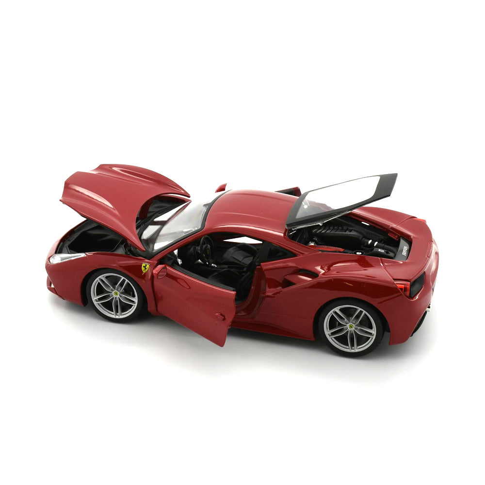 Bburago Licensed 1:18 Scale Ferrari Race&Play 488 GTB Red Ferrari Diecast Model Car