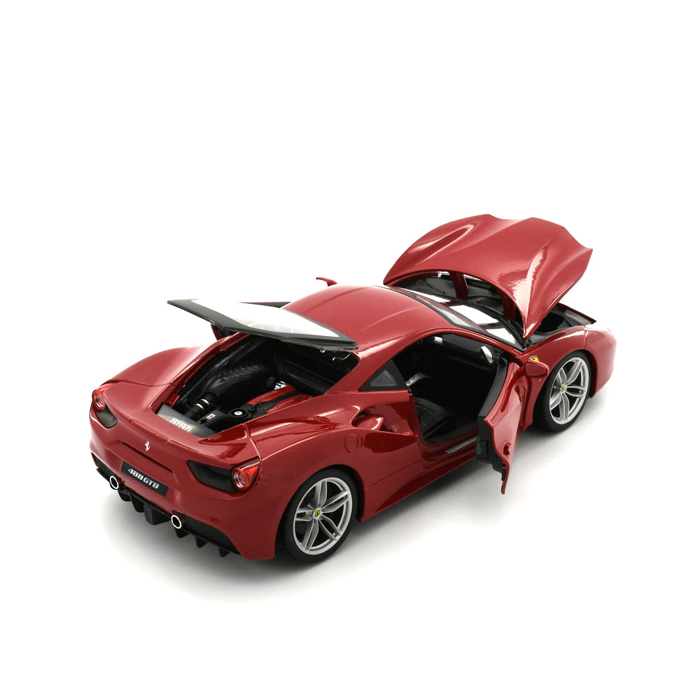 Bburago Licensed 1:18 Scale Ferrari Race&Play 488 GTB Red Ferrari Diecast Model Car