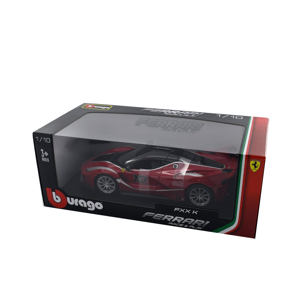 Bburago Licensed 1:18 Scale Ferrari Race&Play FXX-K #10 Red Ferrari Diecast Model Car